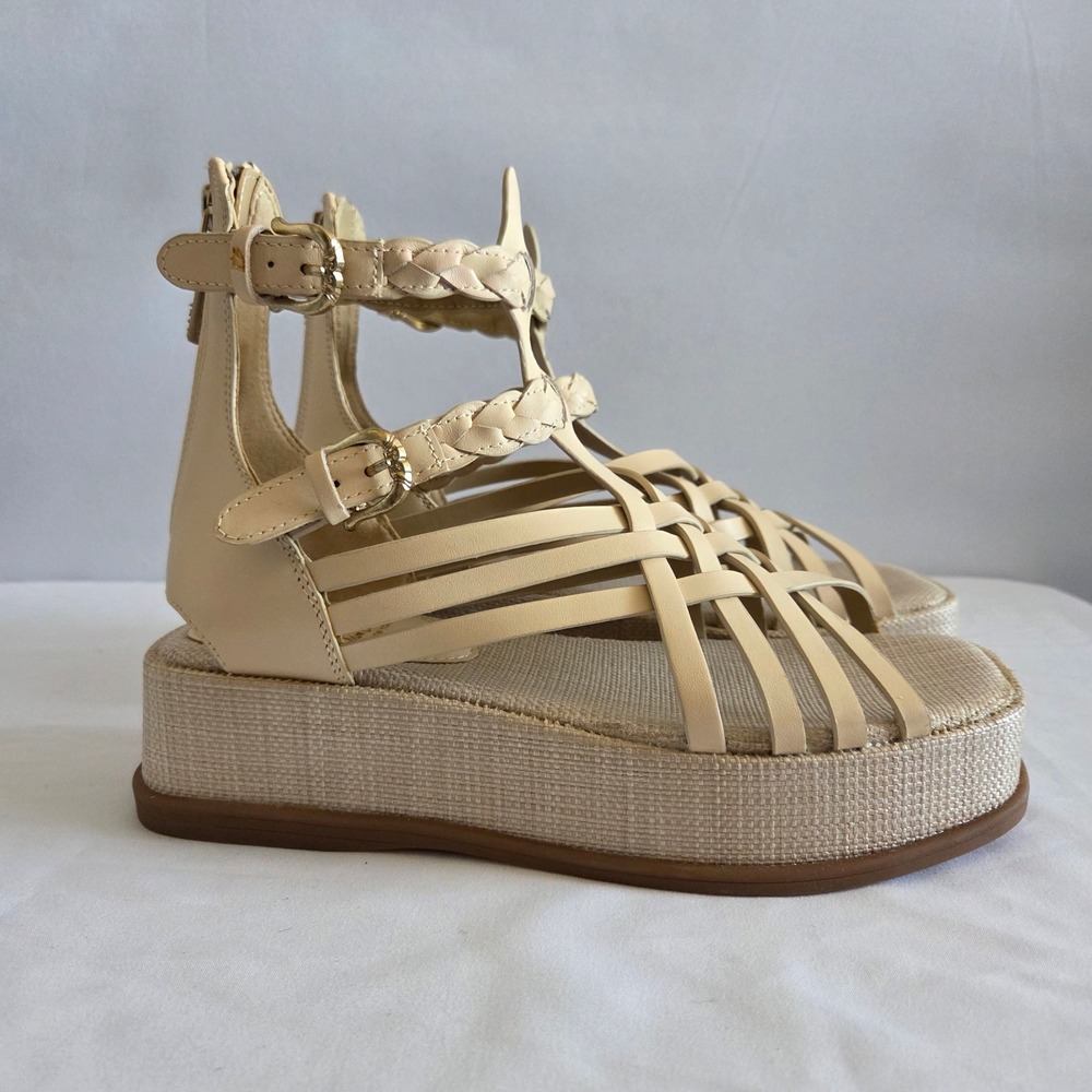 Sam Edelman Women Cream Leather Caged Platform Gladiator Sandals Size 7 NIKKI - Picture 3 of 11